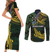 Solomon Islands Couples Matching Short Sleeve Bodycon Dress and Long Sleeve Button Shirt 677 Proud Crocodile Melanesian Pattern - Polynesian Pride