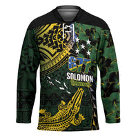 Solomon Islands Hockey Jersey 677 Proud Crocodile Melanesian Pattern LT14 Unisex Black - Polynesian Pride