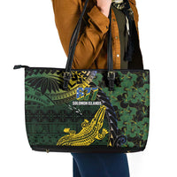 Solomon Islands Leather Tote Bag 677 Proud Crocodile Melanesian Pattern LT14 - Polynesian Pride