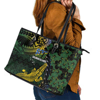 Solomon Islands Leather Tote Bag 677 Proud Crocodile Melanesian Pattern LT14 - Polynesian Pride