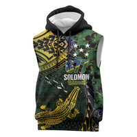 Solomon Islands Sleeveless Hoodie 677 Proud Crocodile Melanesian Pattern - Polynesian Pride