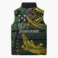 Solomon Islands Sleeveless Puffer Jacket 677 Proud Crocodile Melanesian Pattern - Polynesian Pride