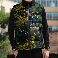 Solomon Islands Sleeveless Puffer Jacket 677 Proud Crocodile Melanesian Pattern - Polynesian Pride