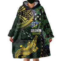 Solomon Islands Wearable Blanket Hoodie 677 Proud Crocodile Melanesian Pattern - Polynesian Pride
