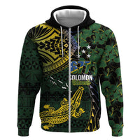 Solomon Islands Zip Hoodie 677 Proud Crocodile Melanesian Pattern - Polynesian Pride