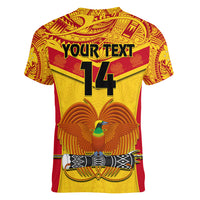 Custom Papua New Guinea Rugby Women V Neck T Shirt 2023 Go Kumuls Pacific Dynamic Style LT14 - Polynesian Pride
