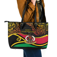 Vanuatu Unity Day Leather Tote Bag 29 November Coat Of Arms With Flag Style LT14 - Polynesian Pride