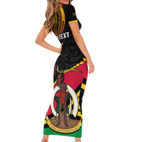 Personalised Vanuatu Unity Day Short Sleeve Bodycon Dress 29 November Coat Of Arms With Flag Style LT14 - Polynesian Pride