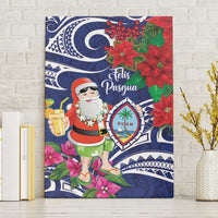 Guam Christmas Canvas Wall Art Poinsettia With Bougainvillea - Felis Pasgua! LT14 Without Frame Blue - Polynesian Pride