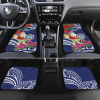 Guam Christmas Car Mats Poinsettia With Bougainvillea - Felis Pasgua! LT14 Set 4pcs Blue - Polynesian Pride