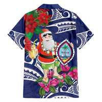 Guam Christmas Family Matching Off Shoulder Short Dress and Hawaiian Shirt Poinsettia With Bougainvillea - Felis Pasgua!