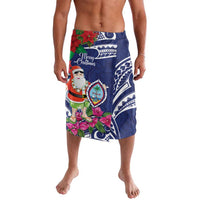 Guam Christmas Lavalava Poinsettia With Bougainvillea - Felis Pasgua! LT14 Blue - Polynesian Pride