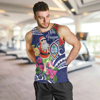 Guam Christmas Men Tank Top Poinsettia With Bougainvillea - Felis Pasgua! LT14 Blue - Polynesian Pride