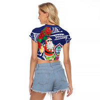 Guam Christmas Raglan Cropped T Shirt Poinsettia With Bougainvillea - Felis Pasgua! LT14 - Polynesian Pride