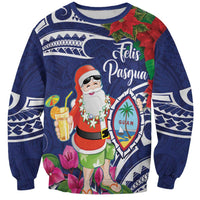 Guam Christmas Sweatshirt Poinsettia With Bougainvillea - Felis Pasgua! LT14 Unisex Blue - Polynesian Pride