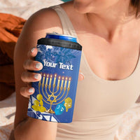 Personalised Hanukkah Jewish Festival 4 in 1 Can Cooler Tumbler It's Lit - Polynesian Pattern
