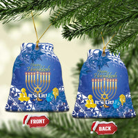 Hanukkah Jewish Festival Ceramic Ornament It's Lit - Polynesian Pattern LT14 Bell Flake Blue - Polynesian Pride