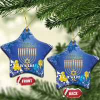 Hanukkah Jewish Festival Ceramic Ornament It's Lit - Polynesian Pattern LT14 Star Blue - Polynesian Pride