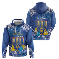 Personalised Hanukkah Jewish Festival Hoodie It's Lit - Polynesian Pattern