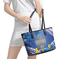 Hanukkah Jewish Festival Leather Tote Bag It's Lit - Polynesian Pattern LT14 - Polynesian Pride