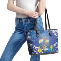 Hanukkah Jewish Festival Leather Tote Bag It's Lit - Polynesian Pattern LT14 - Polynesian Pride