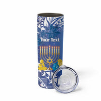 Personalised Hanukkah Jewish Festival Skinny Tumbler It's Lit - Polynesian Pattern