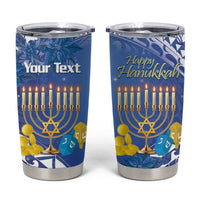 Personalised Hanukkah Jewish Festival Tumbler Cup It's Lit - Polynesian Pattern LT14 Blue - Polynesian Pride