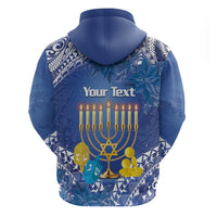 Personalised Hanukkah Jewish Festival Zip Hoodie It's Lit - Polynesian Pattern