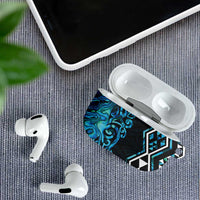Turquoise Aotearoa AirPods Case Taniko Motifs With Paua Shell Kowhaiwhai - Polynesian Pride