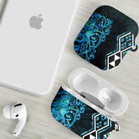 Turquoise Aotearoa AirPods Case Taniko Motifs With Paua Shell Kowhaiwhai - Polynesian Pride