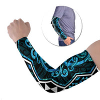 Turquoise Aotearoa Arm Sleeves Taniko Motifs With Paua Shell Kowhaiwhai LT14 Set of 2 Turquoise - Polynesian Pride