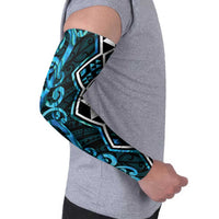 Turquoise Aotearoa Arm Sleeves Taniko Motifs With Paua Shell Kowhaiwhai LT14 - Polynesian Pride