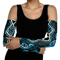 Turquoise Aotearoa Arm Sleeves Taniko Motifs With Paua Shell Kowhaiwhai LT14 - Polynesian Pride