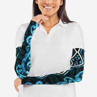 Turquoise Aotearoa Arm Sleeves Taniko Motifs With Paua Shell Kowhaiwhai LT14 - Polynesian Pride