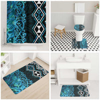 Turquoise Aotearoa Bathroom Set Taniko Motifs With Paua Shell Kowhaiwhai - Polynesian Pride