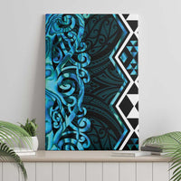 Turquoise Aotearoa Canvas Wall Art Taniko Motifs With Paua Shell Kowhaiwhai LT14 - Polynesian Pride