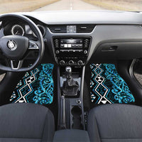 Turquoise Aotearoa Car Mats Taniko Motifs With Paua Shell Kowhaiwhai LT14 Set 2pcs - Front Turquoise - Polynesian Pride