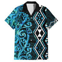 Turquoise Aotearoa Hawaiian Shirt Taniko Motifs With Paua Shell Kowhaiwhai LT14 Turquoise - Polynesian Pride