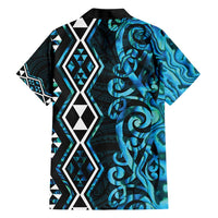 Turquoise Aotearoa Hawaiian Shirt Taniko Motifs With Paua Shell Kowhaiwhai LT14 - Polynesian Pride