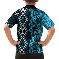 Turquoise Aotearoa Hawaiian Shirt Taniko Motifs With Paua Shell Kowhaiwhai LT14 - Polynesian Pride