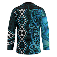 Turquoise Aotearoa Hockey Jersey Taniko Motifs With Paua Shell Kowhaiwhai LT14 - Polynesian Pride