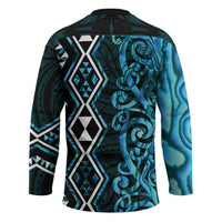 Turquoise Aotearoa Hockey Jersey Taniko Motifs With Paua Shell Kowhaiwhai - Polynesian Pride