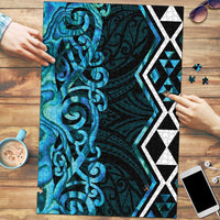 Turquoise Aotearoa Puzzle Taniko Motifs With Paua Shell Kowhaiwhai - Polynesian Pride