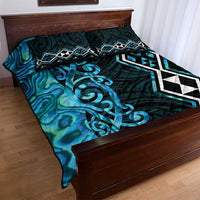 Turquoise Aotearoa Quilt Bed Set Taniko Motifs With Paua Shell Kowhaiwhai LT14 - Polynesian Pride