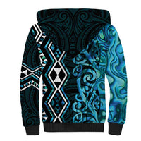 Turquoise Aotearoa Sherpa Hoodie Taniko Motifs With Paua Shell Kowhaiwhai LT14 - Polynesian Pride