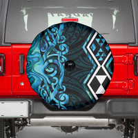 Turquoise Aotearoa Spare Tire Cover Taniko Motifs With Paua Shell Kowhaiwhai LT14 - Polynesian Pride