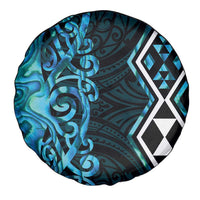 Turquoise Aotearoa Spare Tire Cover Taniko Motifs With Paua Shell Kowhaiwhai LT14 - Polynesian Pride