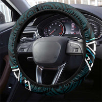 Turquoise Aotearoa Steering Wheel Cover Taniko Motifs With Paua Shell Kowhaiwhai LT14 - Polynesian Pride