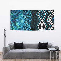 Turquoise Aotearoa Tapestry Taniko Motifs With Paua Shell Kowhaiwhai