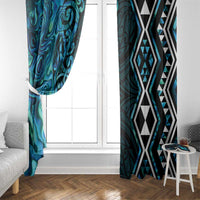 Turquoise Aotearoa Window Curtain Taniko Motifs With Paua Shell Kowhaiwhai LT14 - Polynesian Pride